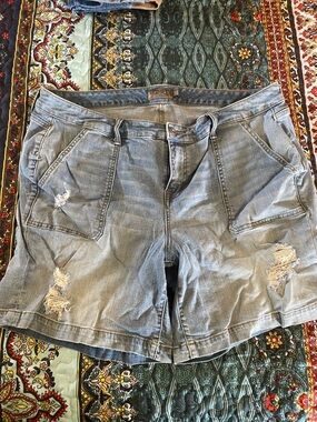 torrid Light Wash Distressed Denim Shorts size 22